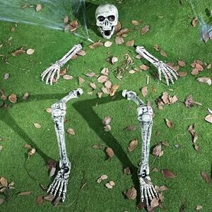 Halloween Skeleton Yard Stakes 5 Pack Life Size Groundbreaker Skulls Décor